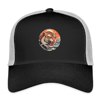 Vague de tigre en colère Ukiyo-e Hokusai - Casquette trucker  - noir/gris pierre - Devant