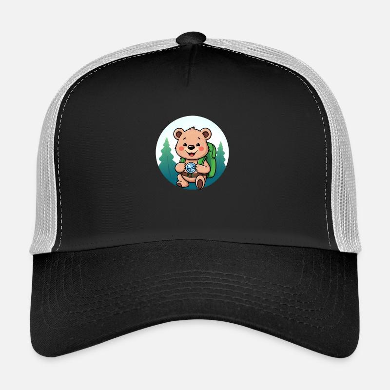 Ours douillet explorant le chemin forestier Casquette trucker 