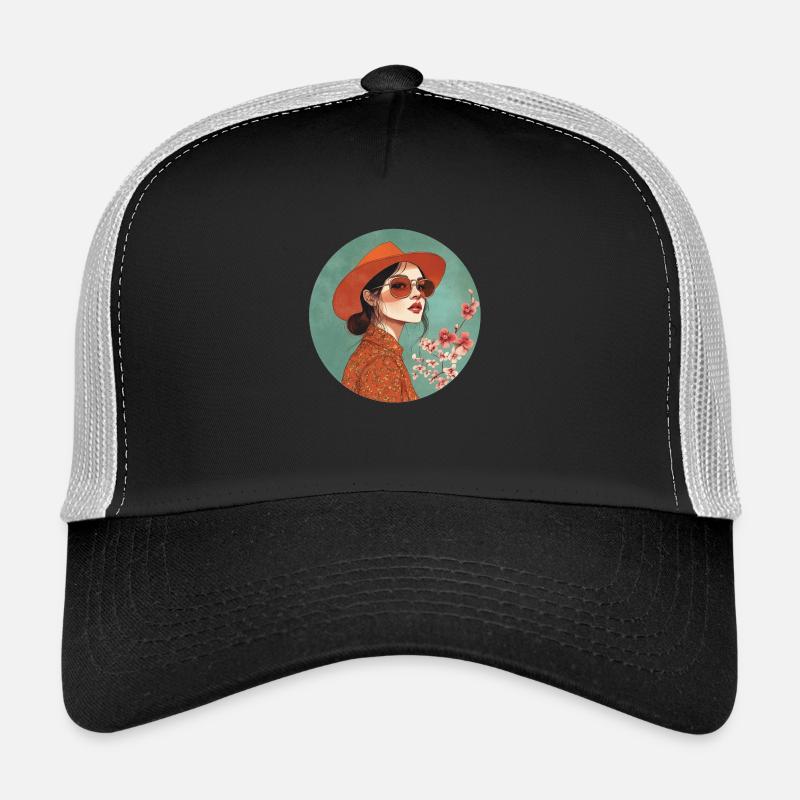 Stilvolle Eleganz: Zeitloser Boho-Chic! - Trucker Cap - Schwarz/Steingrau