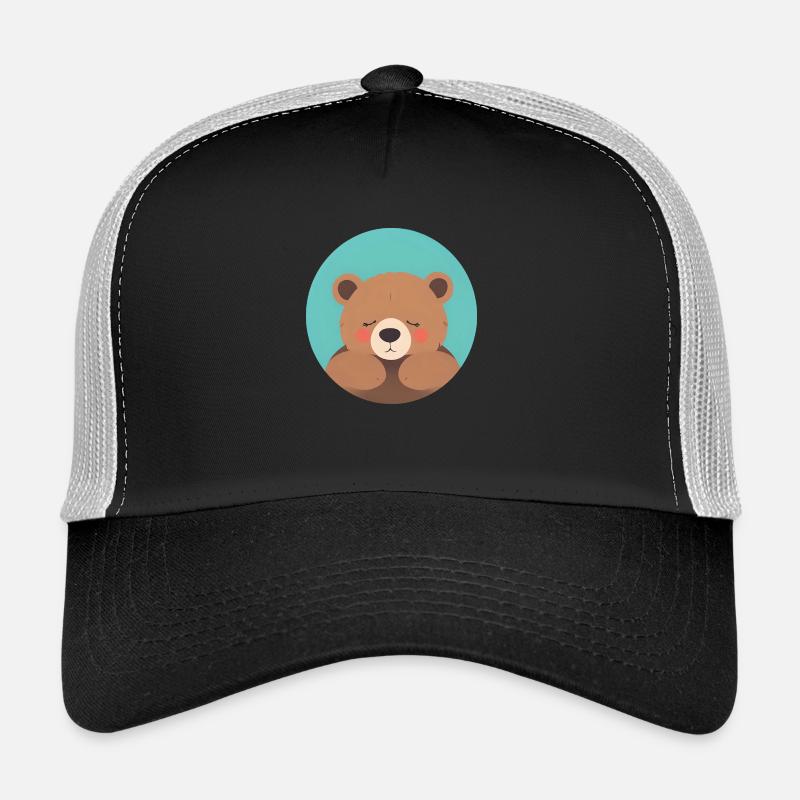 Kuschelfertiger Teddybär mit rosa Wangen Trucker Cap