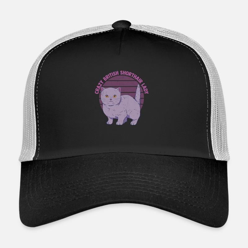 Crazy British Shorthair Lady Chat Chaton Mère Casquette trucker 