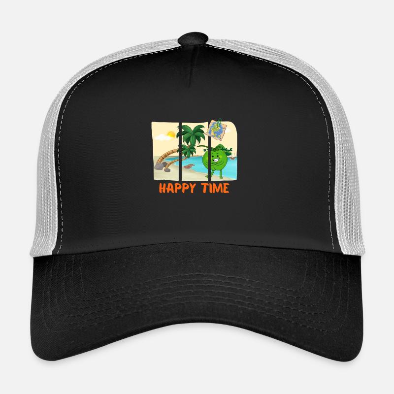 Happy Time - Trucker Cap - Schwarz/Steingrau