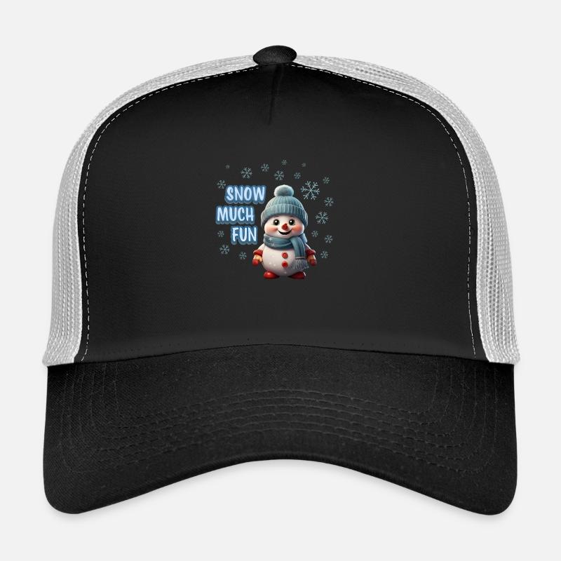 SNOW MUCH FUN - Niedlicher Schneemann - Trucker Cap - Schwarz/Steingrau