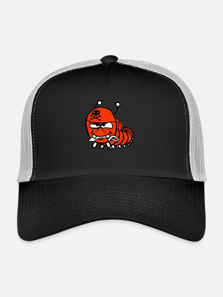 Chenille Méchant Pirate Sailor Hat Drôle Mignon Bande dessinée - Casquette trucker  - noir/gris pierre - Devant
