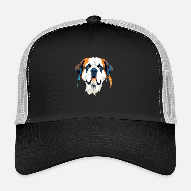 Bernhardiner Vektor Kunst Lebendige Illustration Trucker Cap