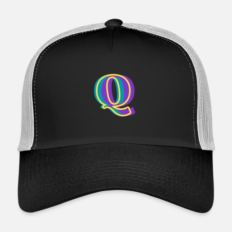 Lettre q multicolore Casquette trucker 