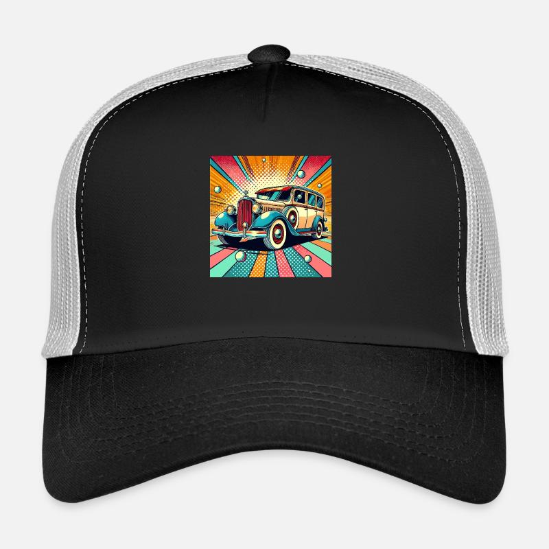 Retro-Auto im Pop-Art-Stil Trucker Cap