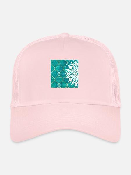 Teal Mandala Moroccan Art - Trucker Cap - pale pink - Front