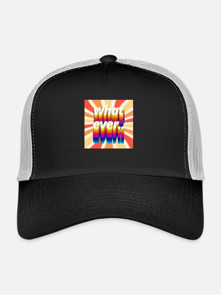 Retro Colourful "Whatever" Typography Design - Trucker Cap - black/stone grey - Front