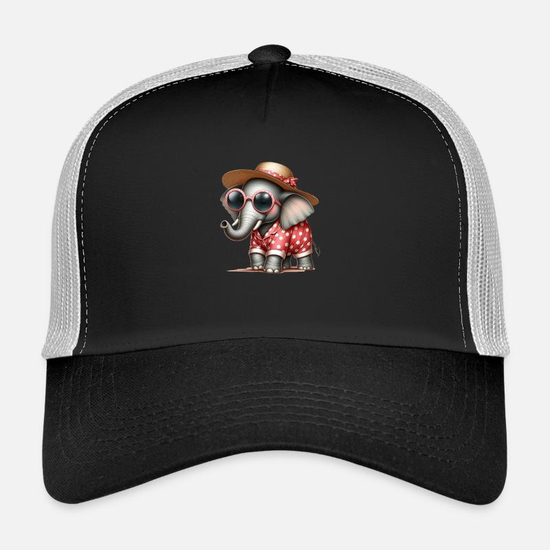 Elefant im Schlafanzug mit Sonnenbrille - Trucker Cap - Schwarz/Steingrau