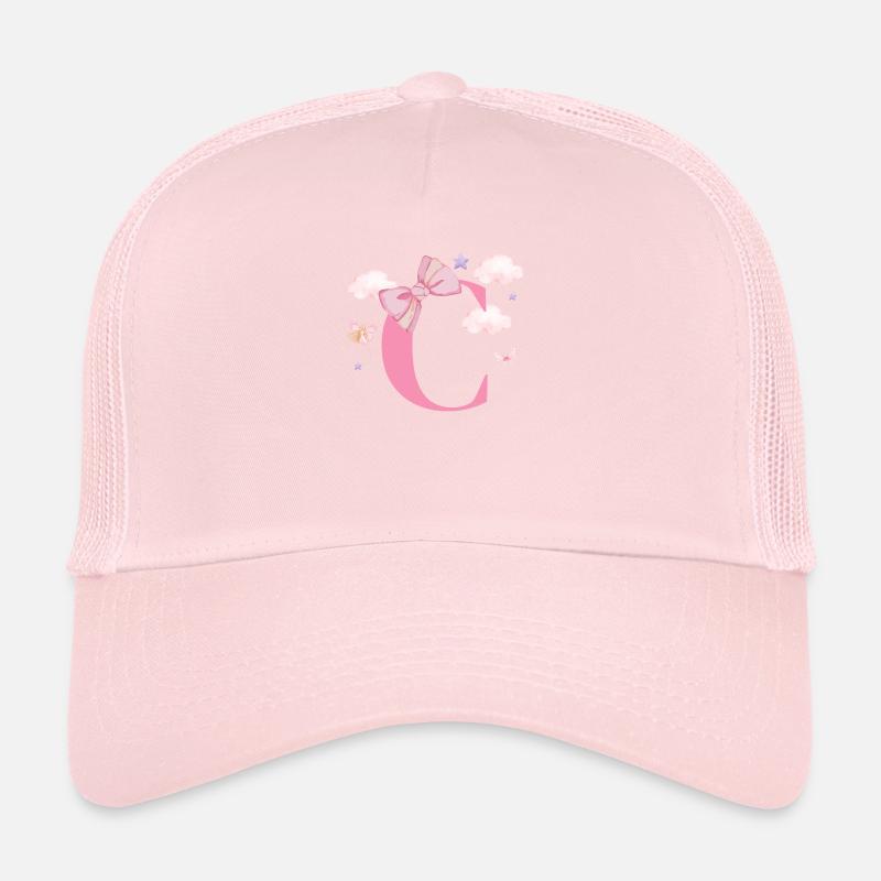 Lettre c rose nuages Casquette trucker 