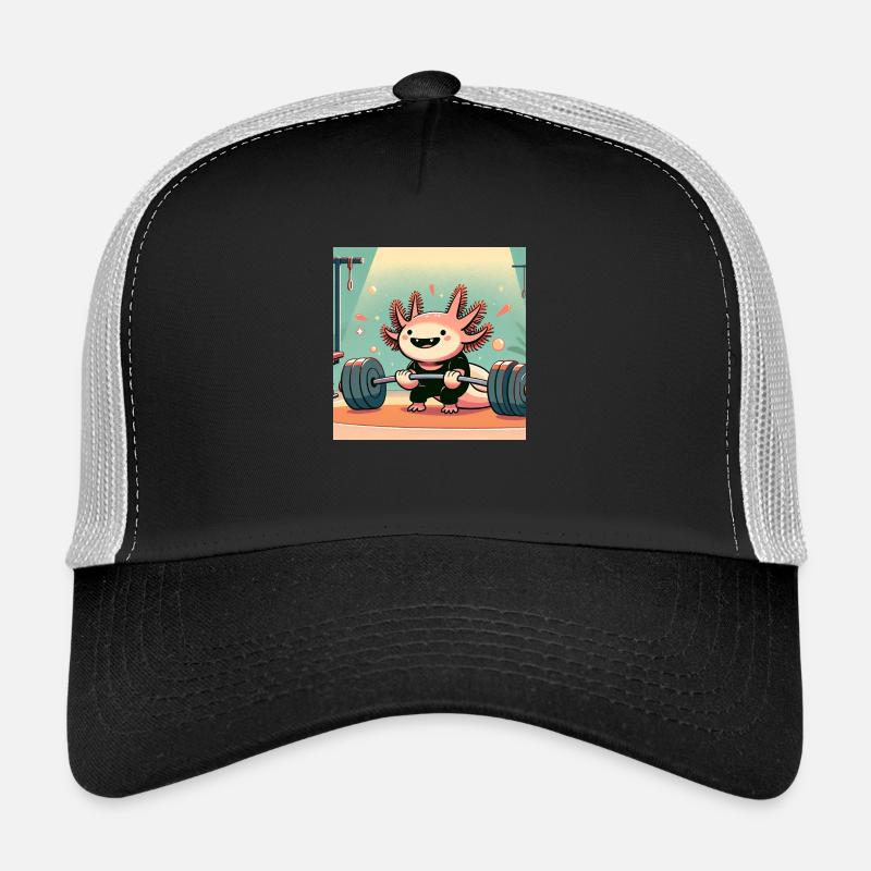 Muscle-Lotl – Starker Axolotl - Trucker Cap - Schwarz/Steingrau