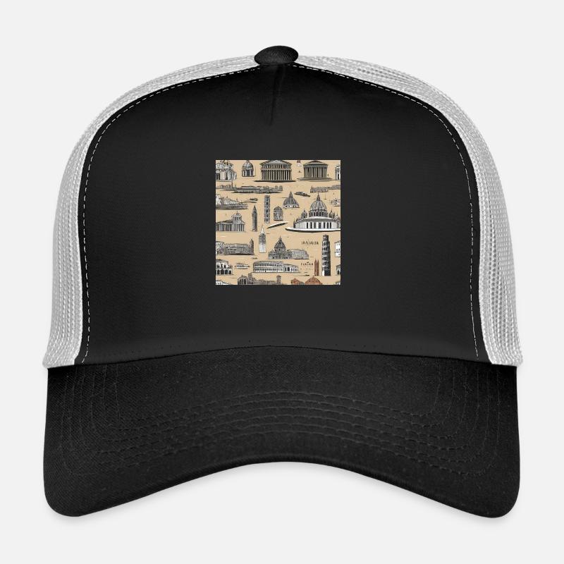 Italienische Städte - Trucker Cap - Schwarz/Steingrau