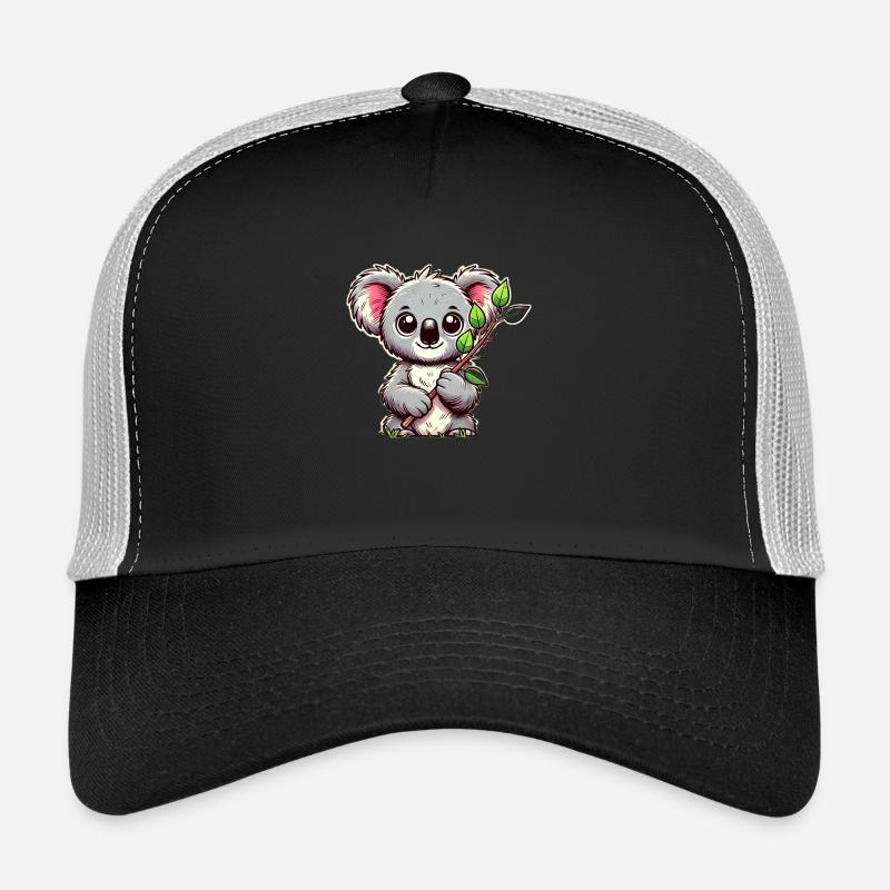 Koala mit Eukalyptus - Trucker Cap - Schwarz/Steingrau