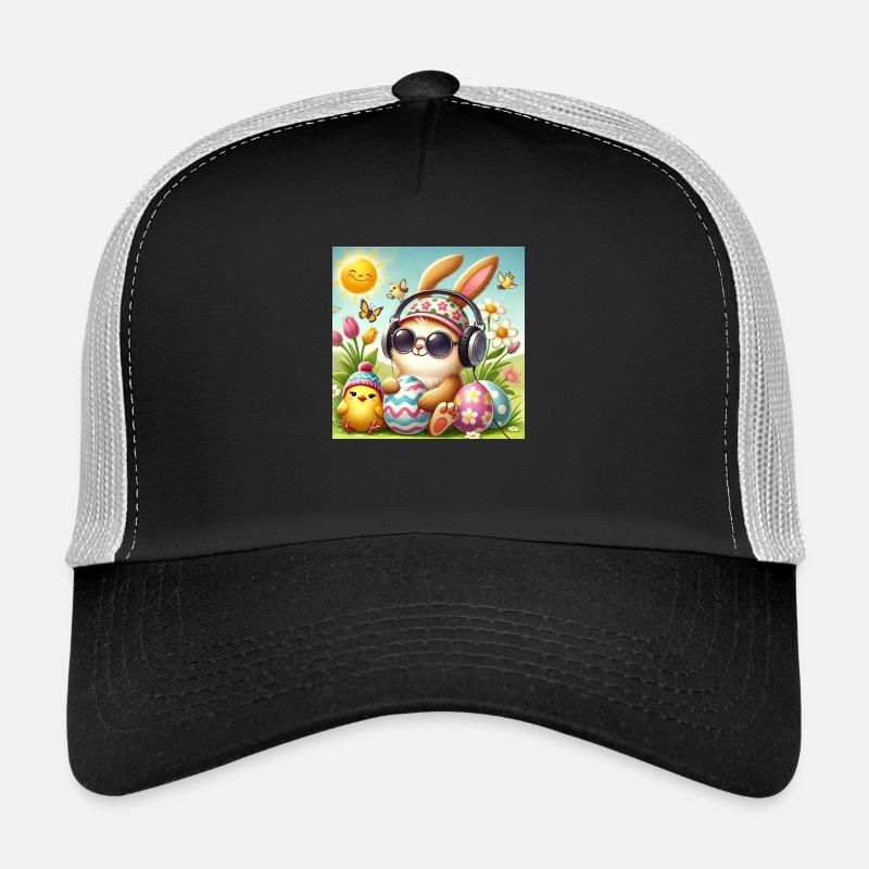 Easter bunny listens to music - Trucker Cap - black/stone grey