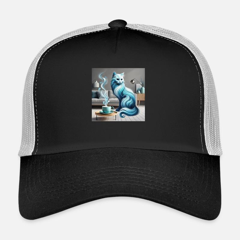 Le chat et le café - Casquette trucker  - noir/gris pierre
