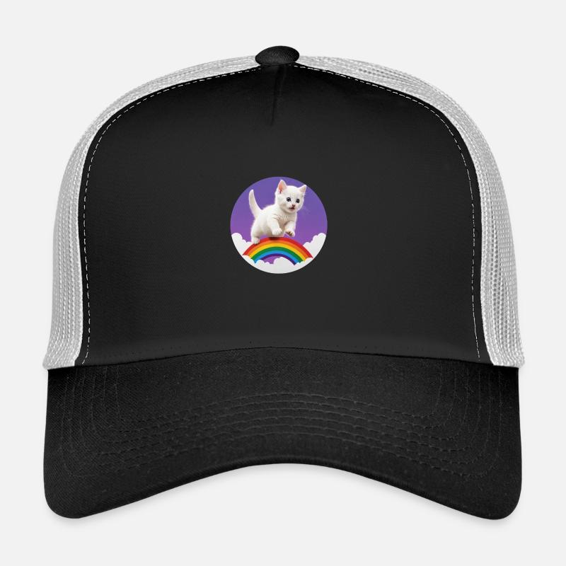 Chaton Blanc Arc-en-ciel 2 Casquette trucker 