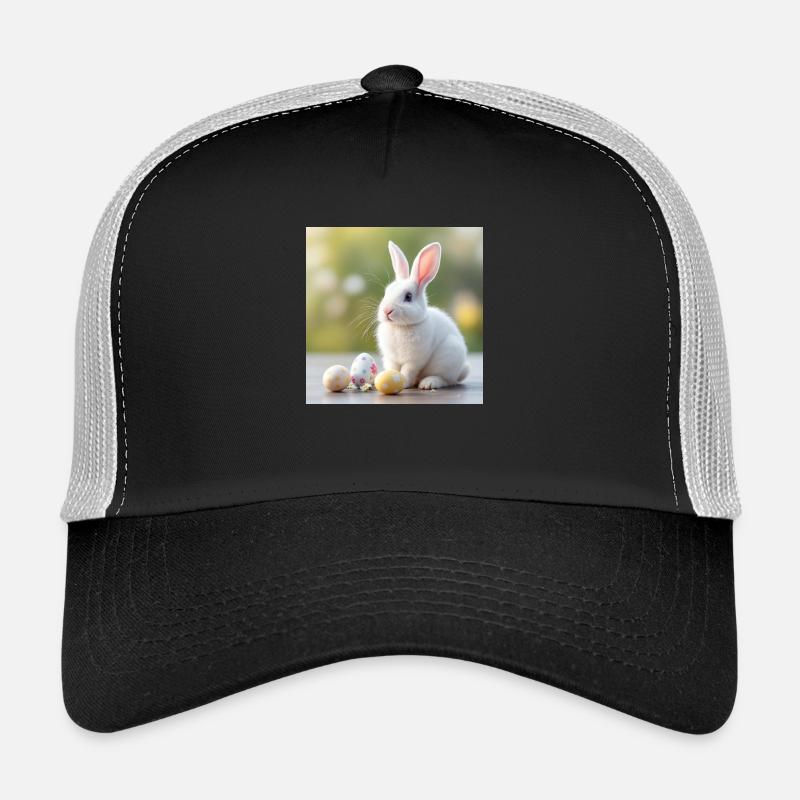 Weißer Hase Ostern - Trucker Cap - Schwarz/Steingrau