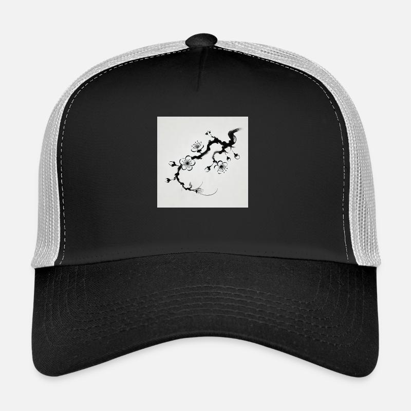 image minimaliste fleur de cerisier - Casquette trucker  - noir/gris pierre