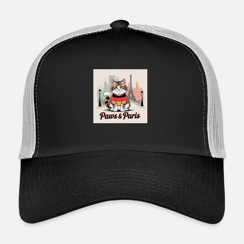 Fluffy Cat in Germany Tee at Eiffel Tower Trucker Cap