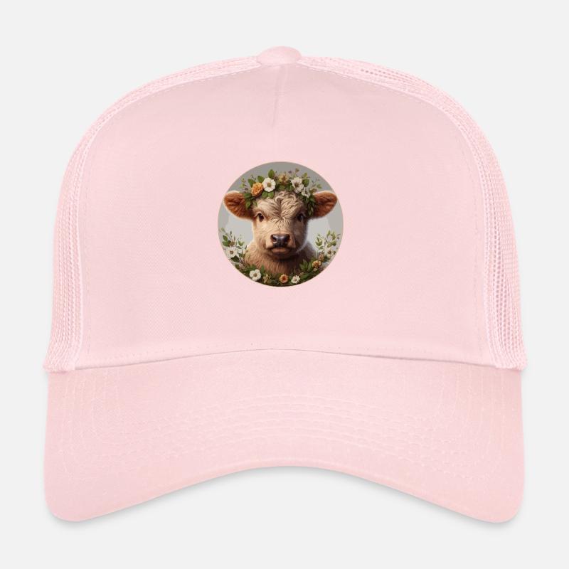 Veau Highlander avec fleurs Casquette trucker 