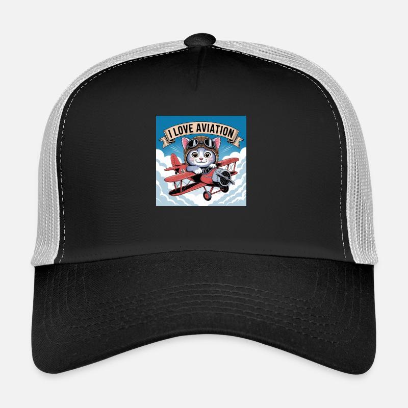 Süsses Kätzchen in einem antiken Doppeldecker Trucker Cap