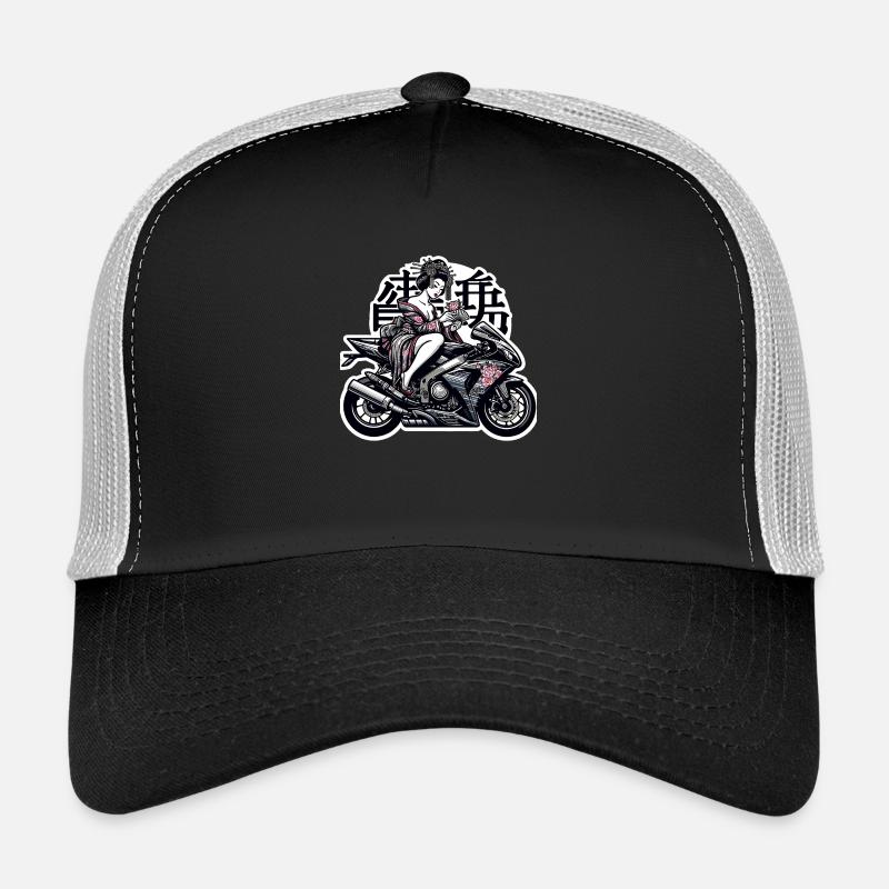 Biker Geisha - Trucker Cap - Schwarz/Steingrau