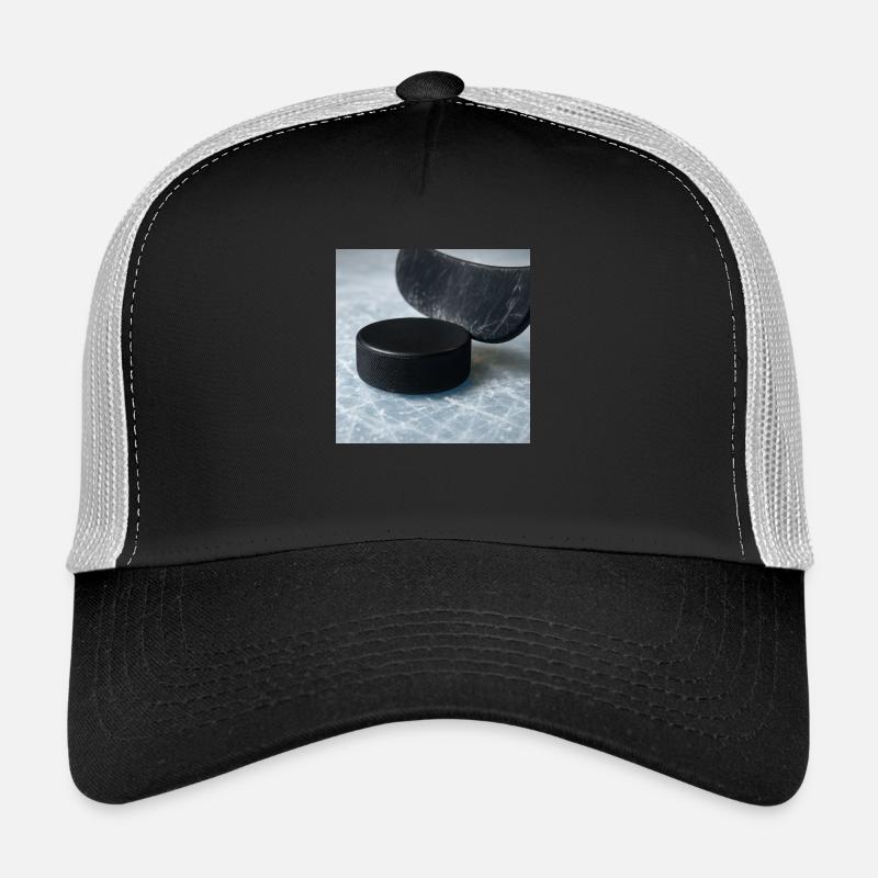 Eishockey - Schläger und Puck - Trucker Cap - Schwarz/Steingrau