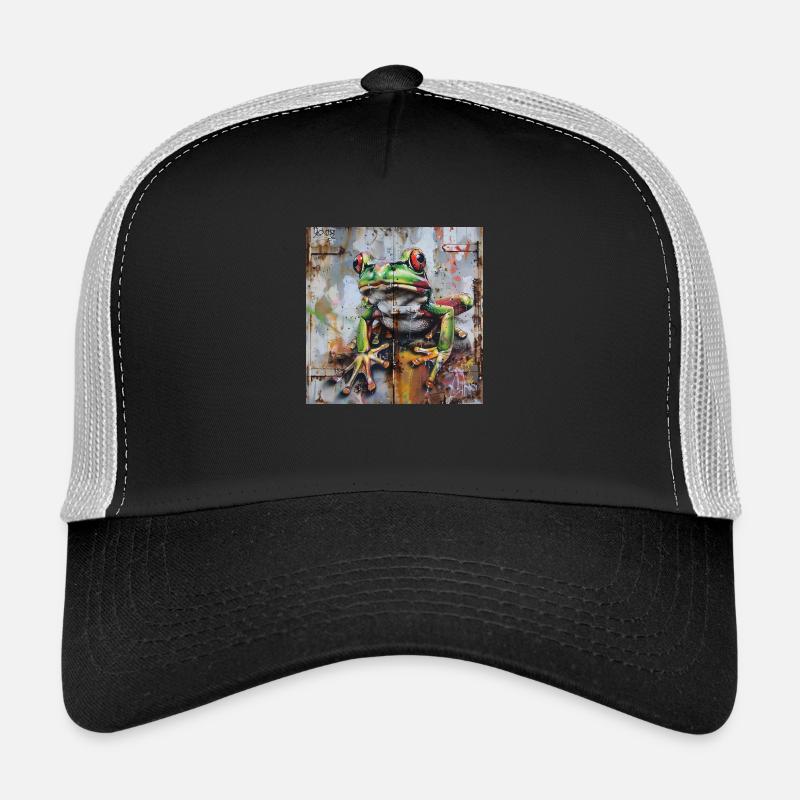 Graffiti green frog rusty surface Trucker Cap