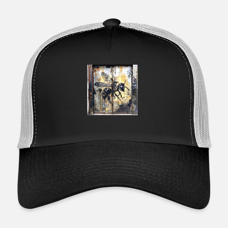 Lost Place einzel Biene fliegend Rost Metall urban - Trucker Cap - Schwarz/Steingrau