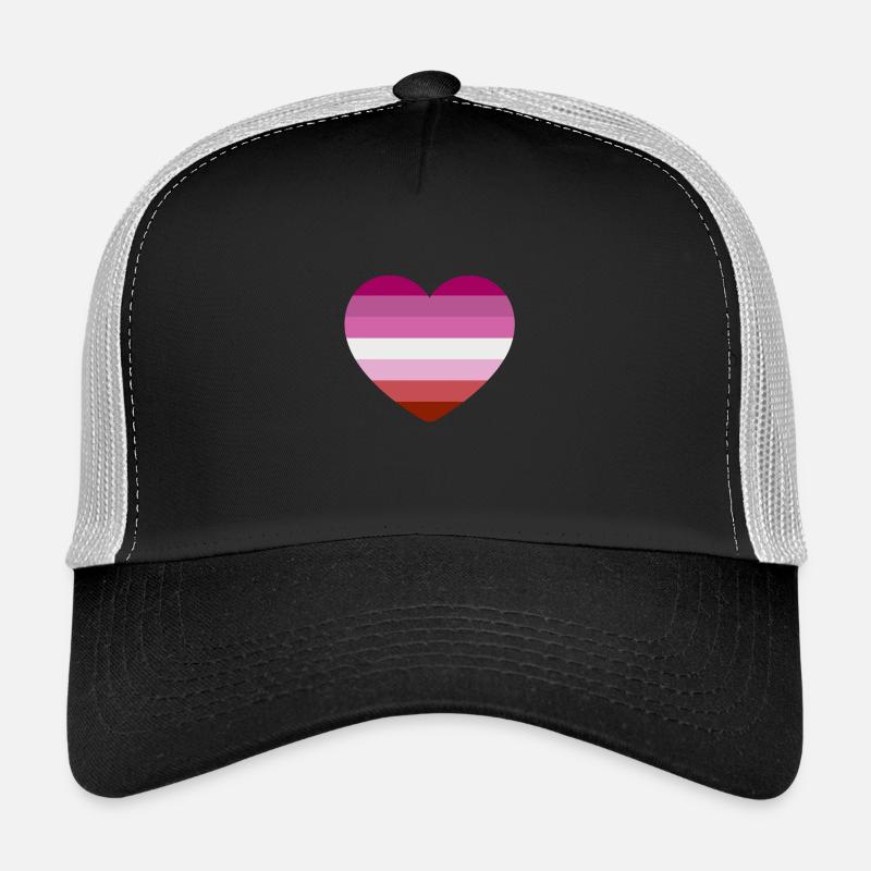 Coeur aux couleurs du drapeau lesbien Casquette trucker 