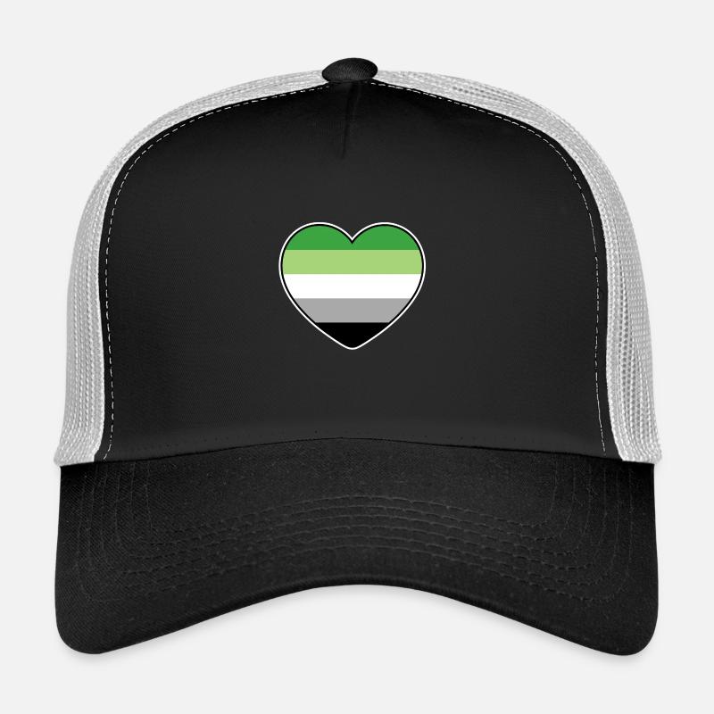 Herz in den Farben der aromantischen Flagge - Trucker Cap - Schwarz/Steingrau