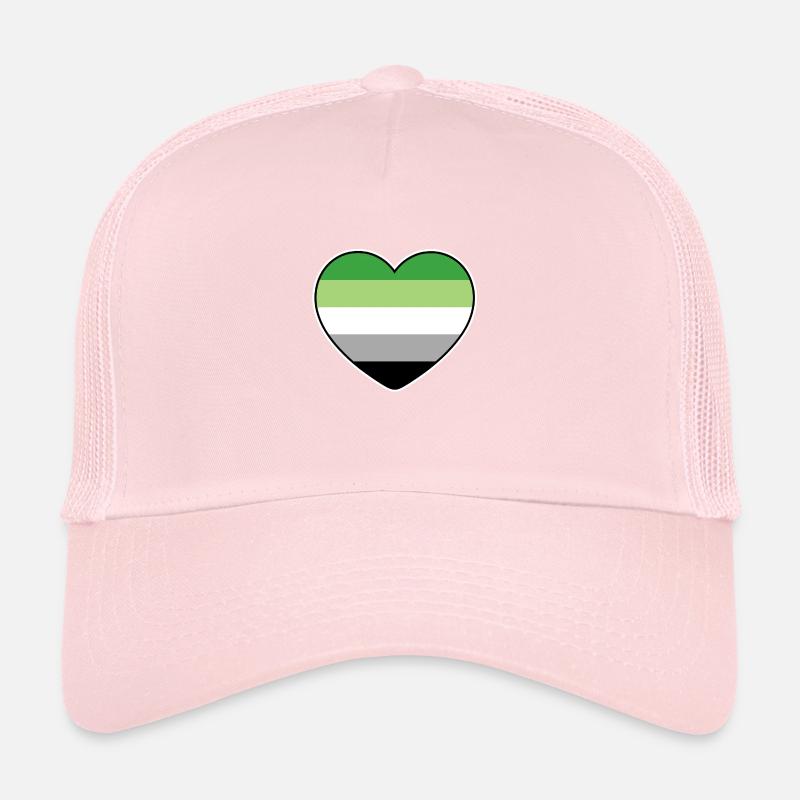 Coeur aux couleurs du drapeau aromantique Casquette trucker 