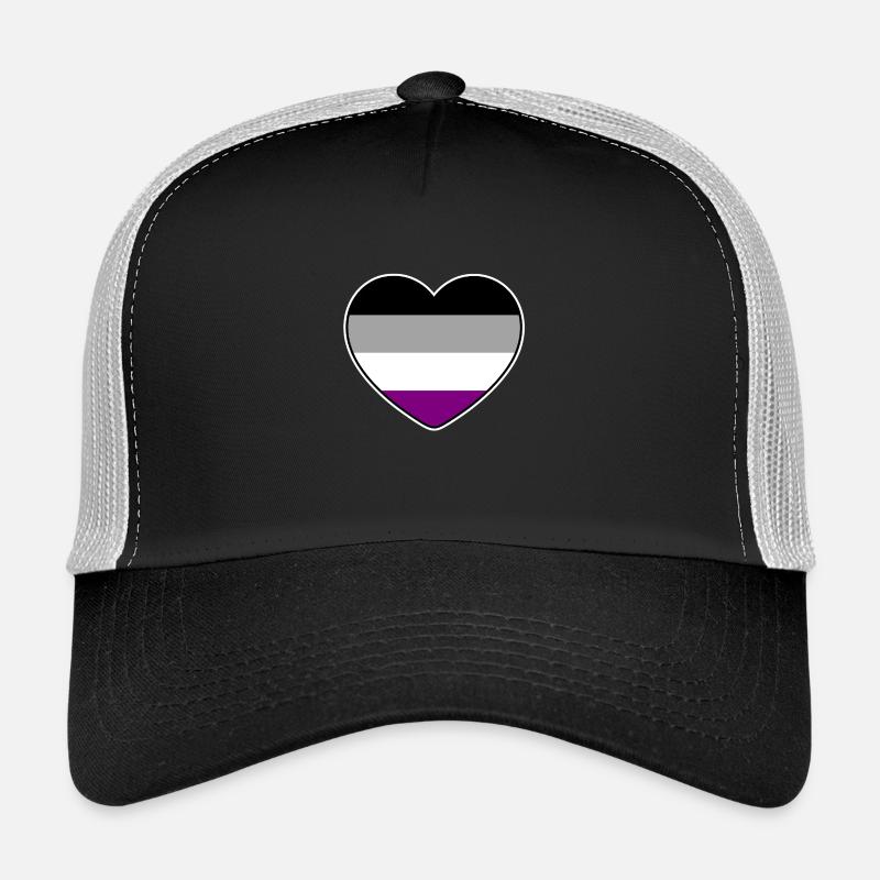 Coeur aux couleurs du drapeau asexué Casquette trucker 