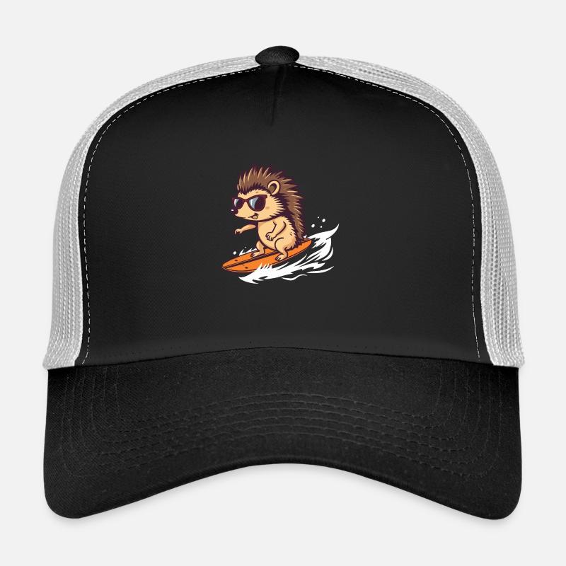 Surfing hedgehog with sunglasses - Trucker Cap - black/stone grey