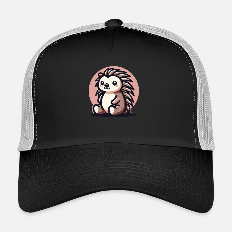 Igel rosa Hintergrund - Trucker Cap - Schwarz/Steingrau