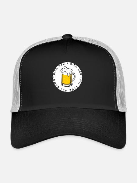 Bees here - Oder ich fall um! - Trucker Cap - black/stone grey - Front