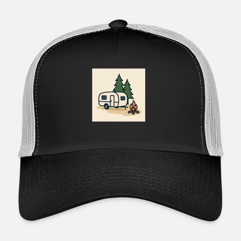 Camping Wohnwagen Tannen - Trucker Cap - Schwarz/Steingrau