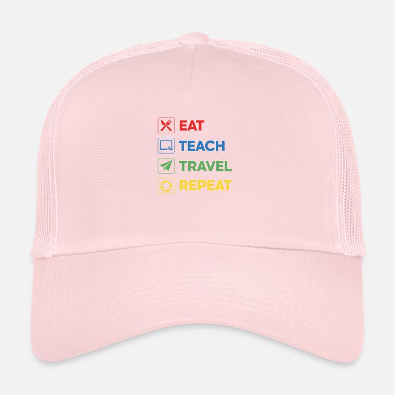 Manger Enseigner Voyage Répéter – Voyage Enseignant Coloré Casquette trucker 