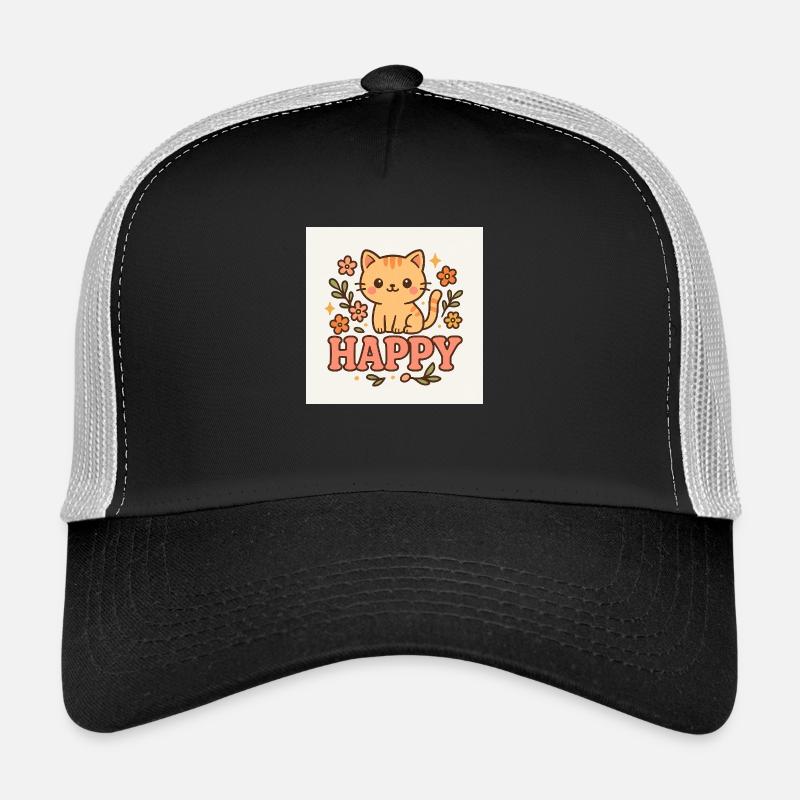 Happy Kitty - Trucker Cap - Schwarz/Steingrau