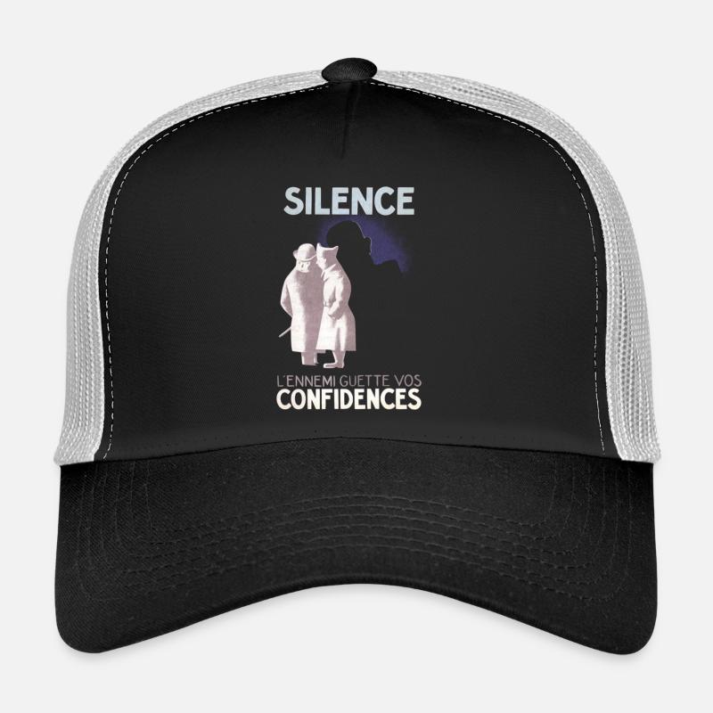 SiLENCE.. on vous écoute! (Style 1) - Casquette trucker  - noir/gris pierre
