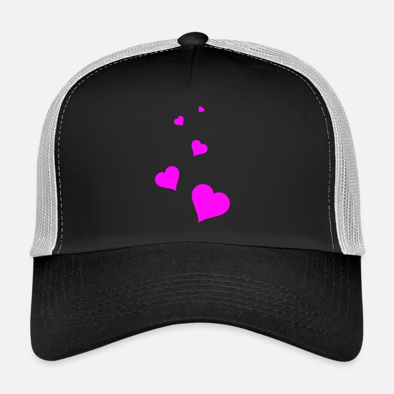 Coeurs roses - Casquette trucker  - noir/gris pierre