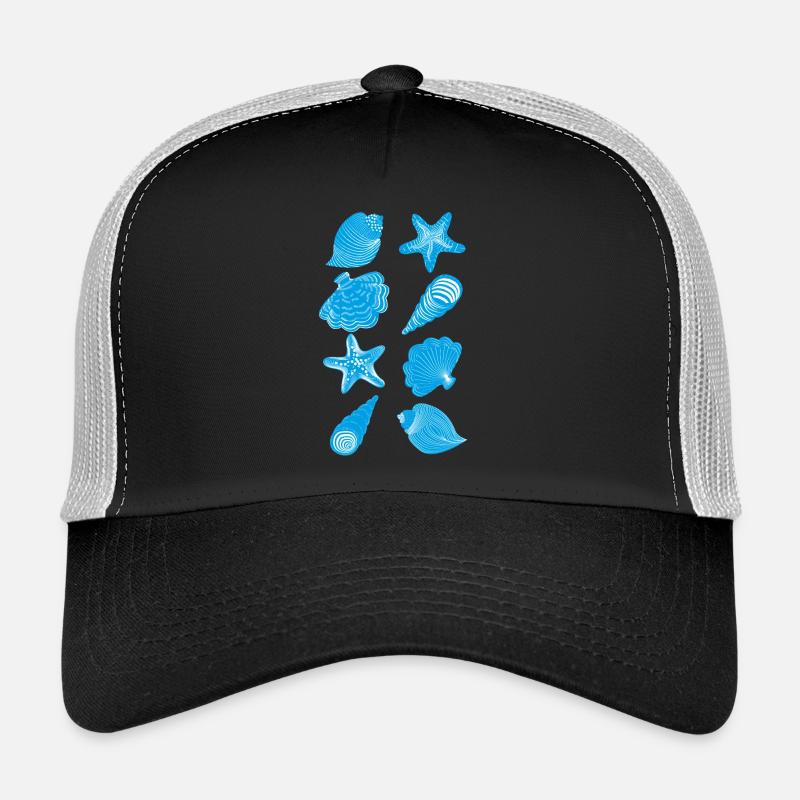 Muscheln und Seesterne - Trucker Cap - Schwarz/Steingrau