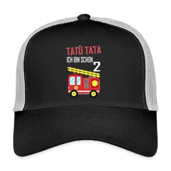 Feuerwehr Tatü Tata Ich bin schon 2. Geburtstag - Trucker Cap - Schwarz/Steingrau - Vorne