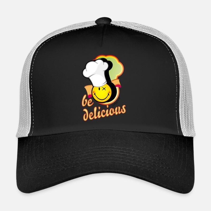 smiley joyeux avec un grand chapeau de chef Casquette trucker 