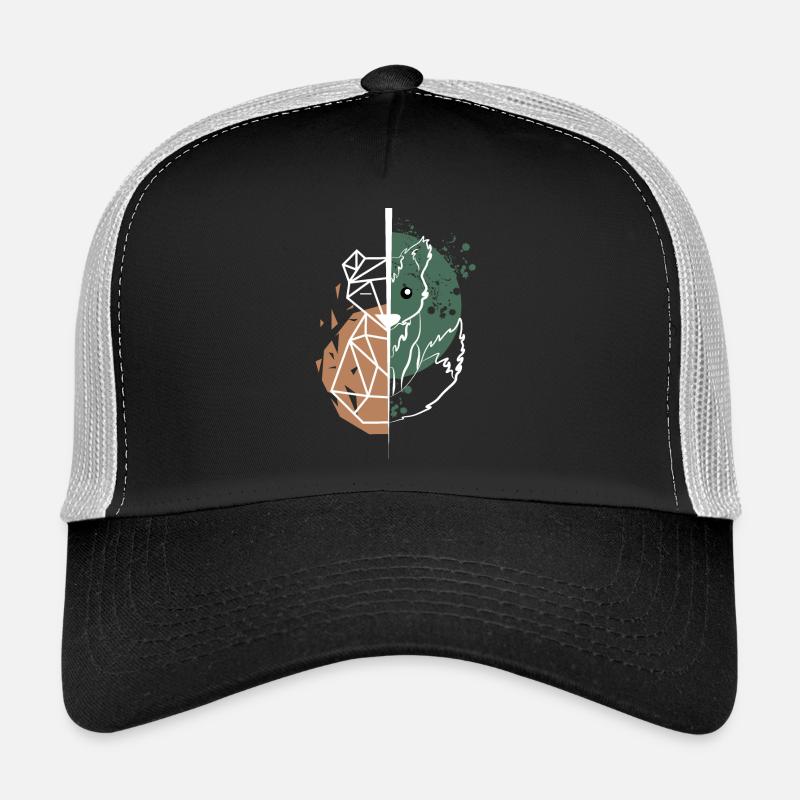 Renard vs origami dessin blanc - Casquette trucker - noir/gris pierre