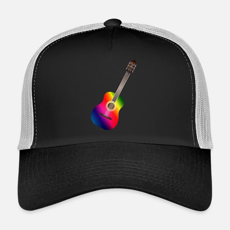schöne bunte Akustik Gitarre in Regenbogen Farben Trucker Cap