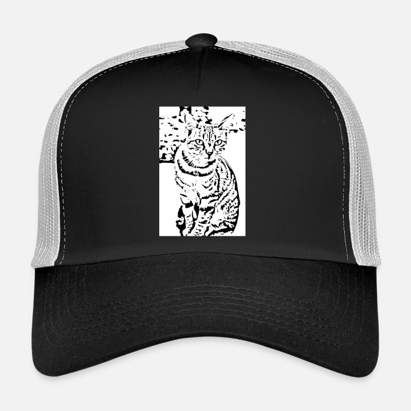 Chat noir et blanc Casquette trucker 