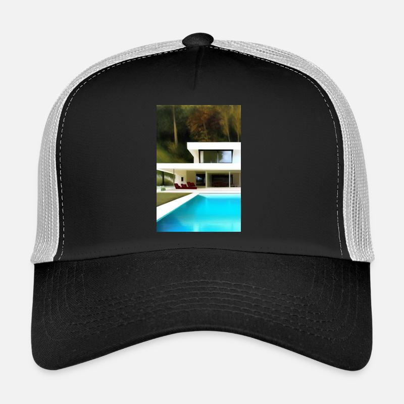 White villa with pool Trucker Cap