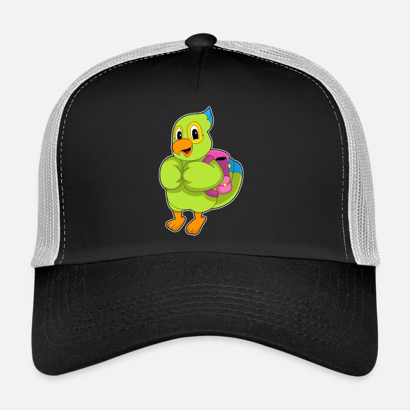 Papagei Schüler Rucksack Schule - Trucker Cap - Schwarz/Steingrau